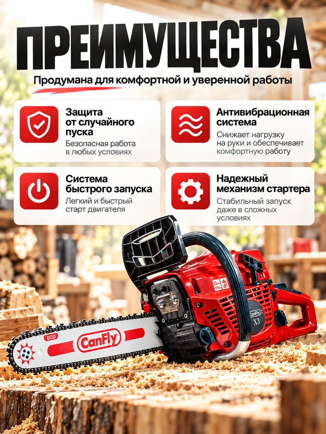 Бензопила CanFly X3 — преимущества